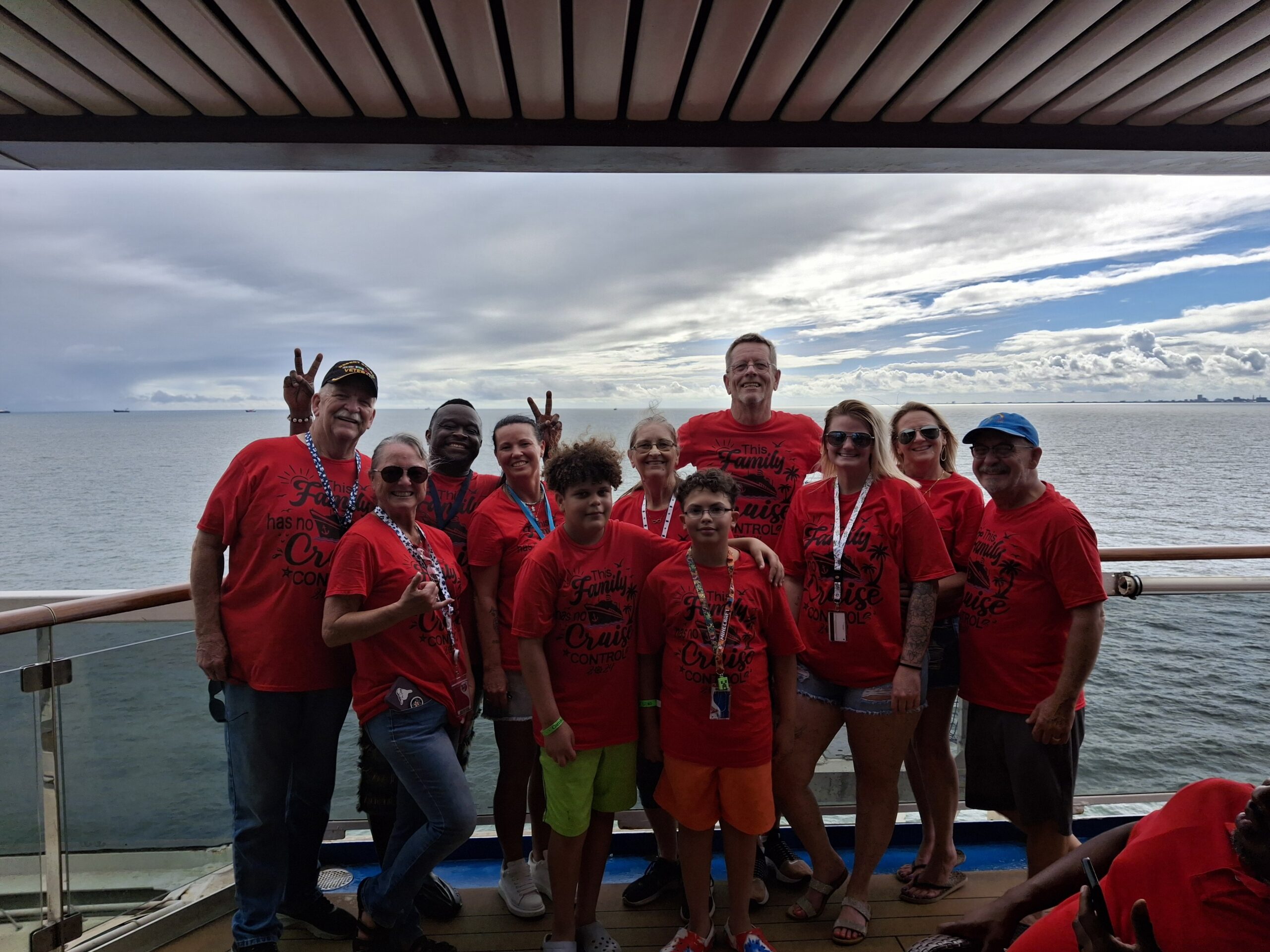 Happy group of clients on a cruise